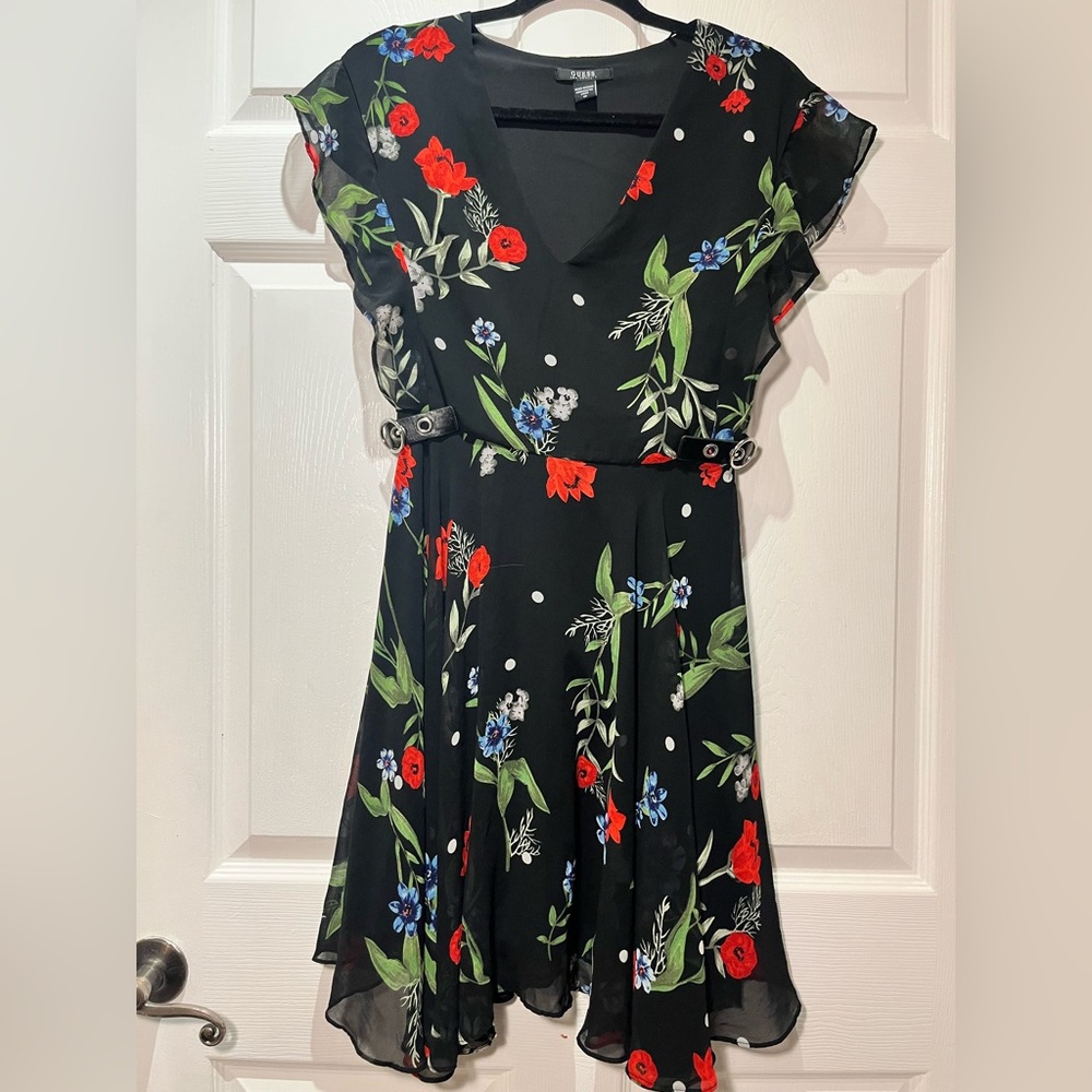 Guess Black Dress with Side Buckle Details